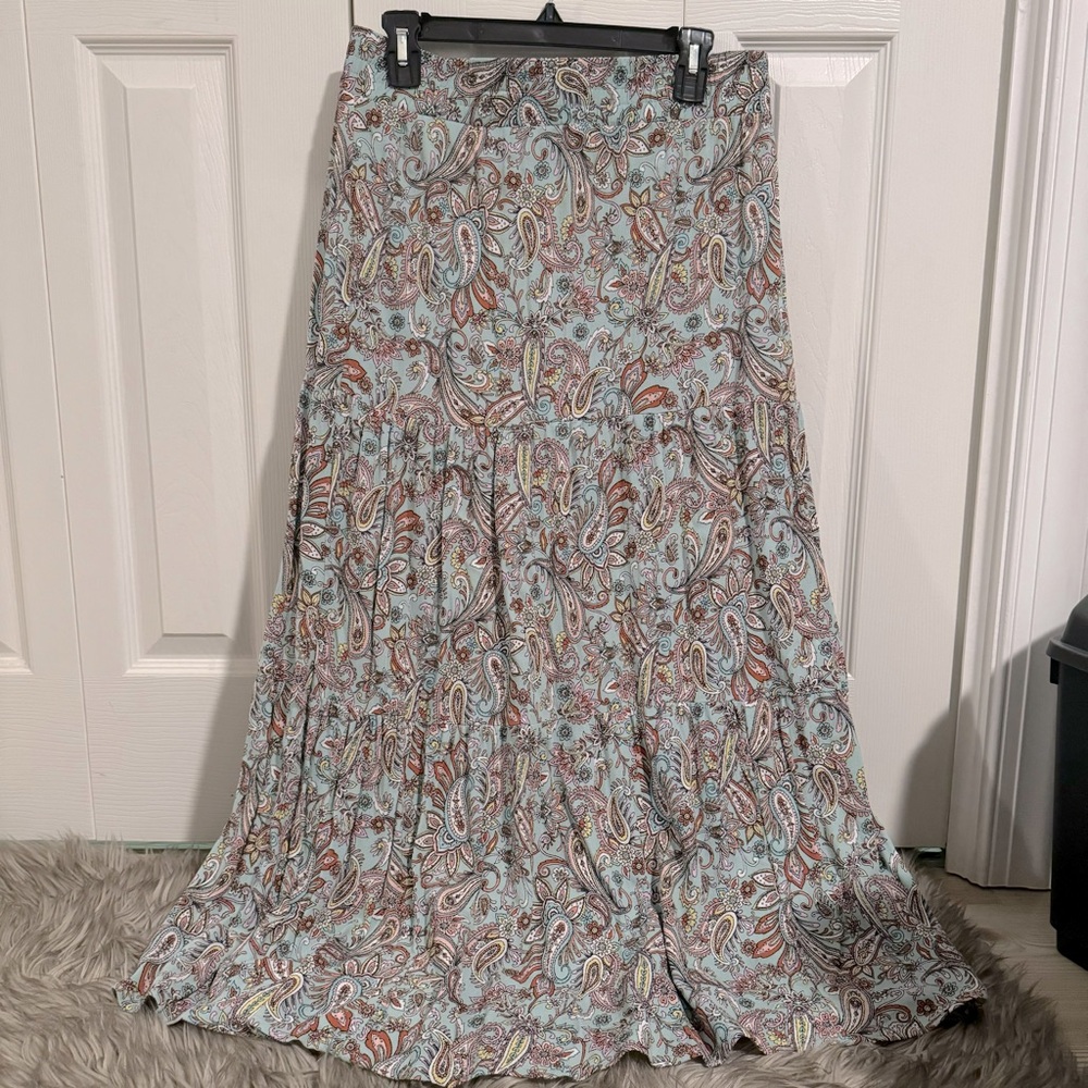 Boho Paisley Tiered Maxi Skirt